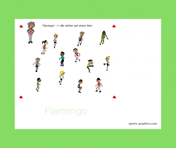 flamingo neu Laufspiel für den Sportunterricht. Flamingo.