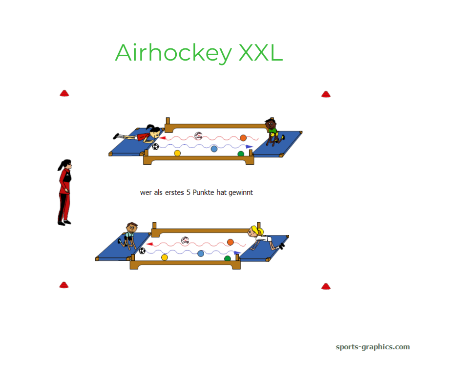 Reaktionsspiel für den Sportunterricht. Airhockey XXL